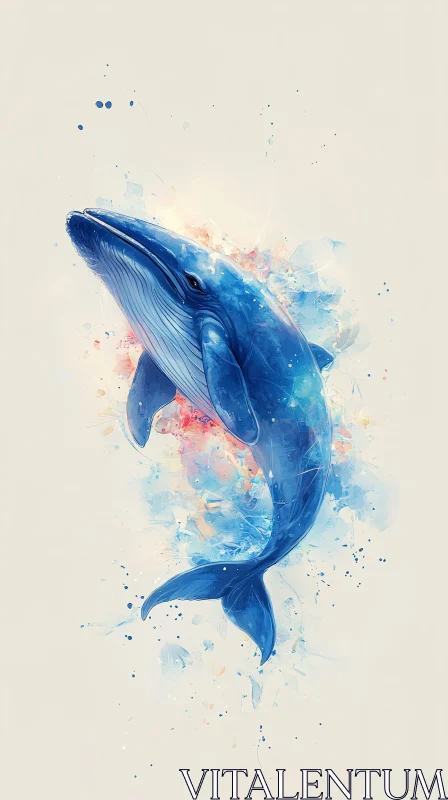 Majestic Whale in Watercolor AI Image