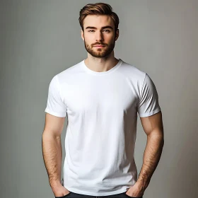 Casual Portrait of a Man in a Simple White Tee