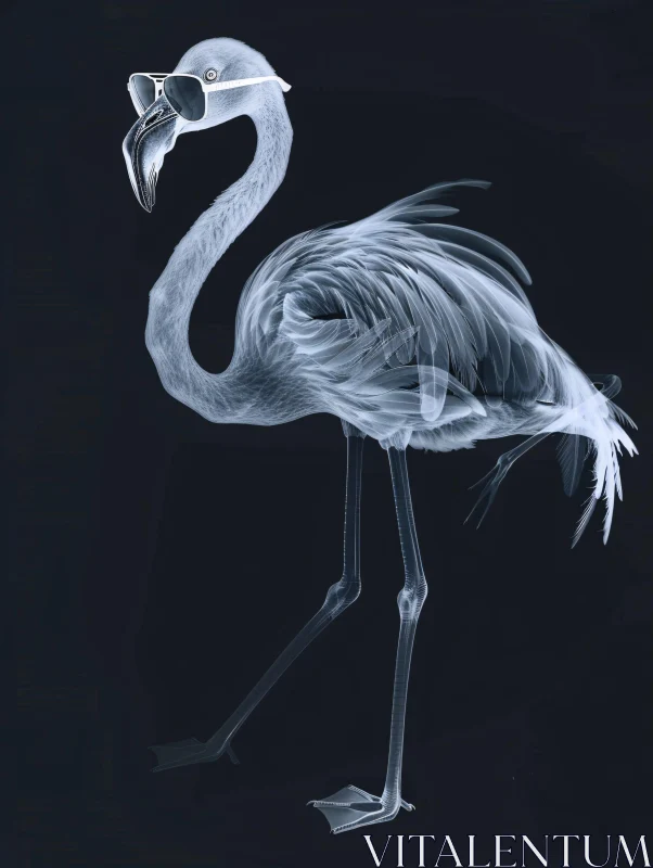 AI ART Ethereal Flamingo Skeleton Art