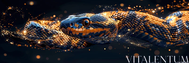 Glittering Reptile in a Golden Aura AI Image