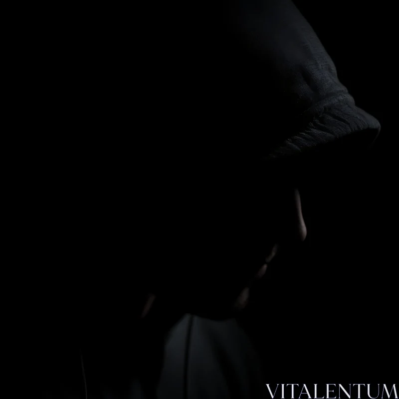 AI ART Enigmatic Hooded Silhouette in Darkness