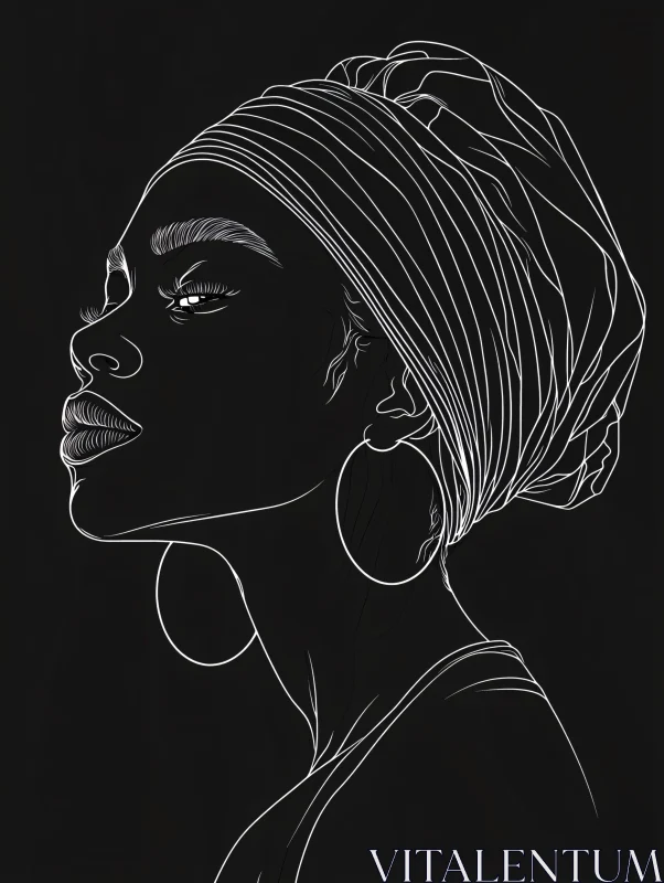 AI ART Minimalist Woman in Profile Line Art