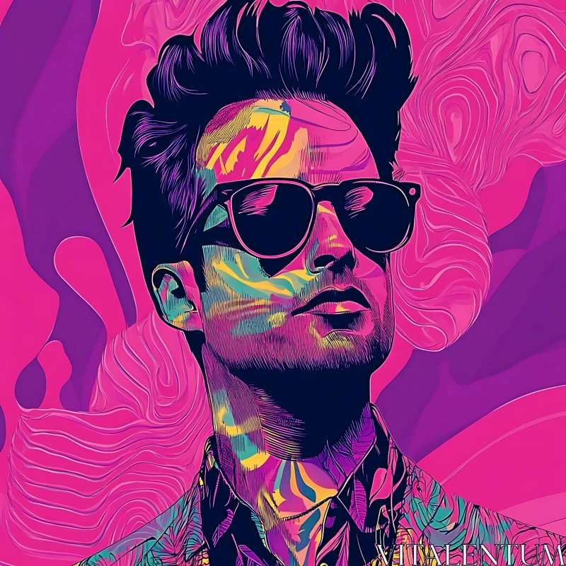 Neon Pop Art Portrait AI Image