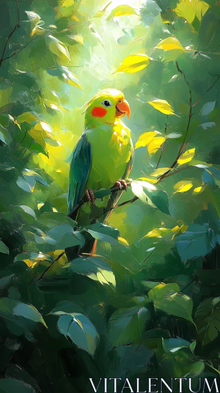 AI ART Parrot in Lush Canopy