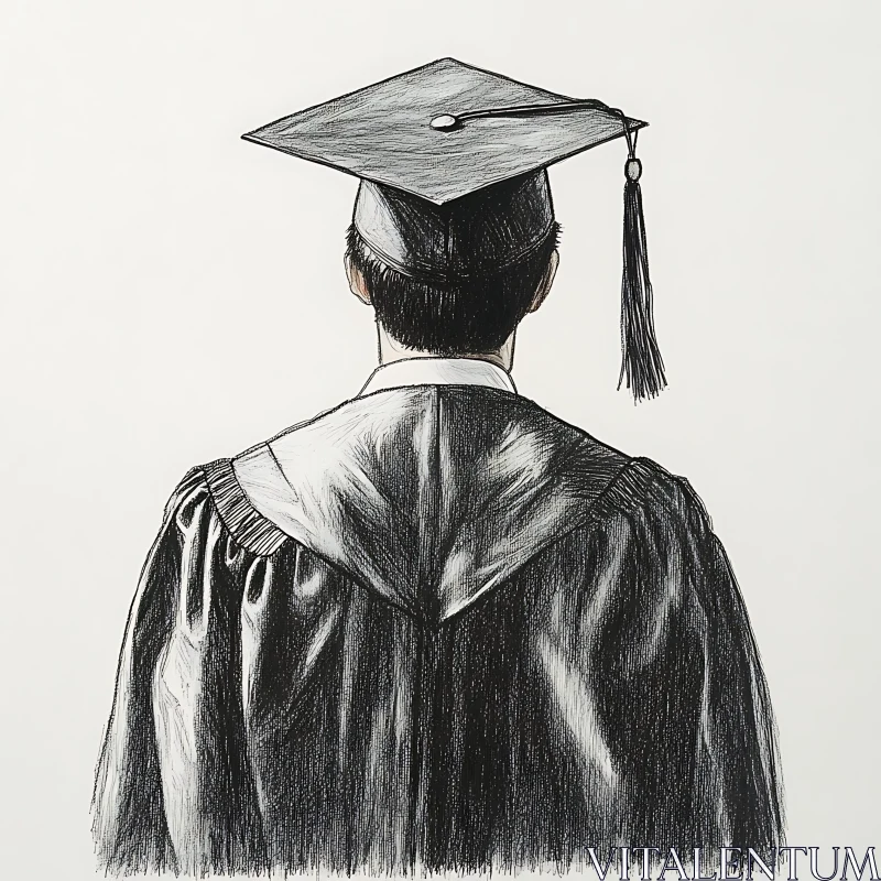 Graduate Rear View Illustration AI Image