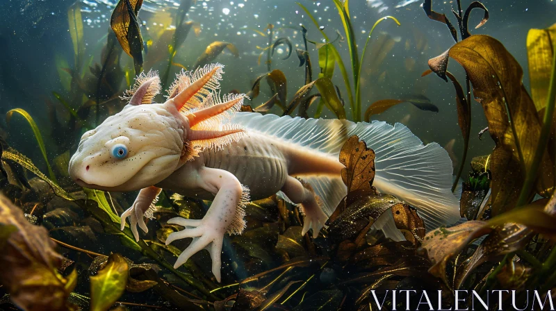 AI ART Unique Underwater Beauty: Axolotl Scene