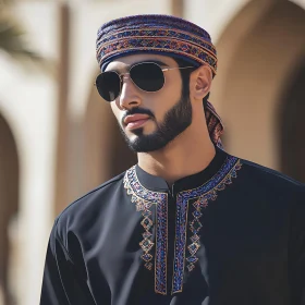 Man in Traditional Garment with Sunglasses