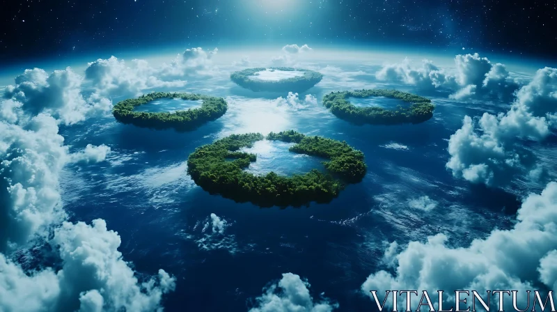 Lush Floating Islands and Cosmic Ocean AI Image