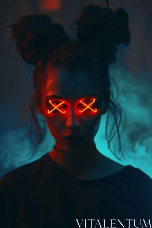 Artistic Neon Eye Effect Portrait AI Image