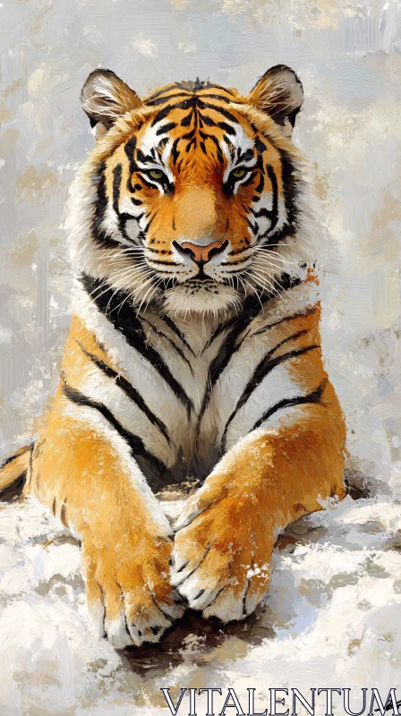 Tiger in Snow Wildlife Art AI Image