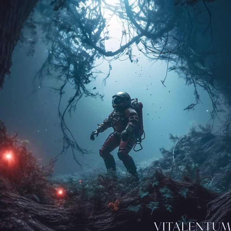 AI ART Uncharted Underwater Journey of an Astronaut