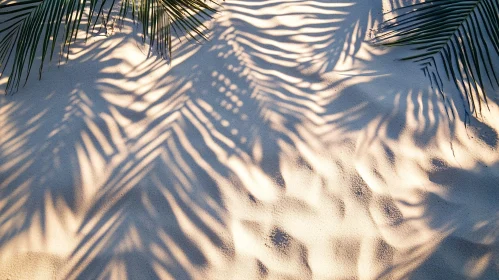 Silhouettes of Palm Leaves on Sand