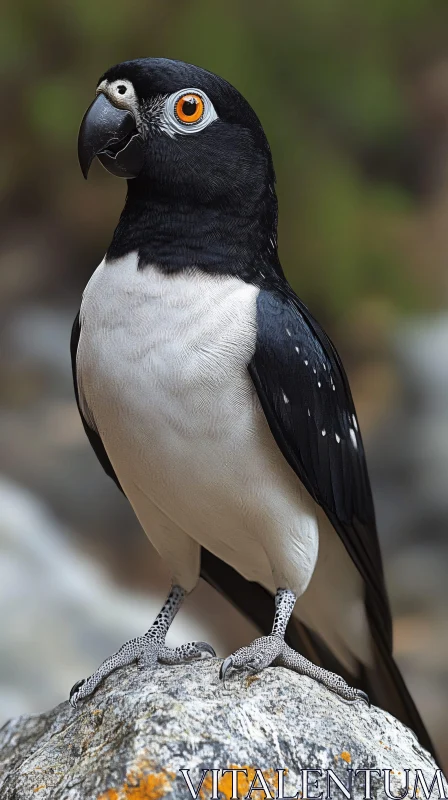 Black and White Bird with Bright Eye AI Image