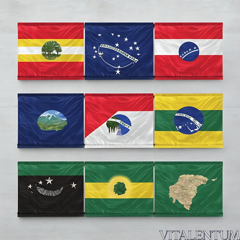 Various Flags with Unique Designs AI Image