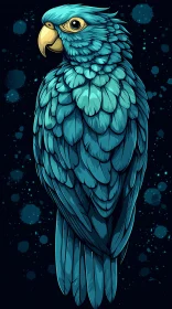 Intricate Blue-Hued Parrot Artwork