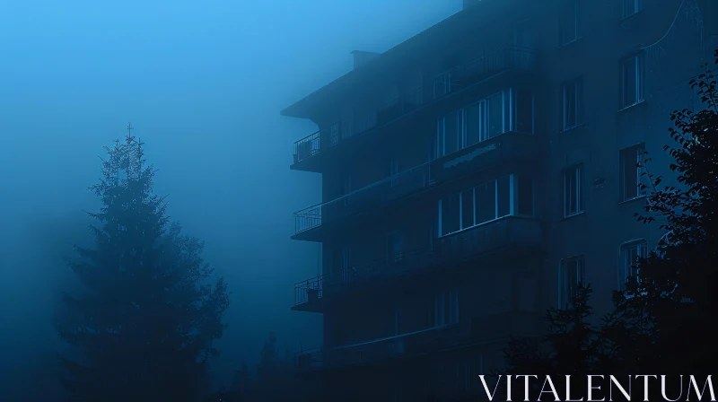 AI ART Enigmatic Building in Fog