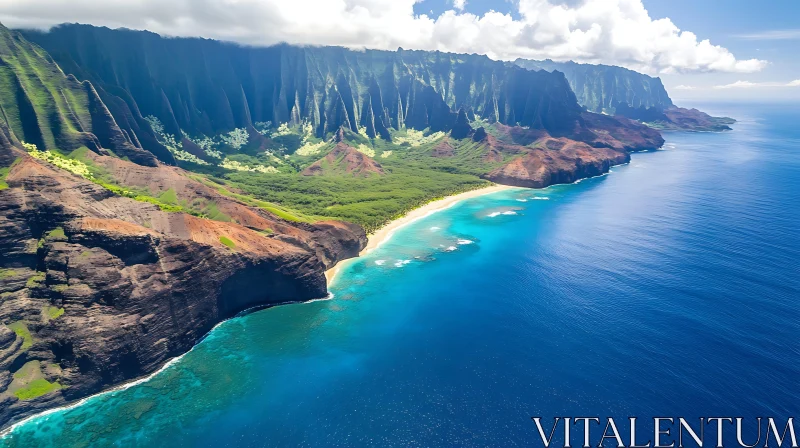 Stunning Island Coastline Aerial Scene AI Image