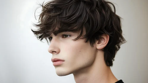 Side View Portrait of a Man with Brown Hair