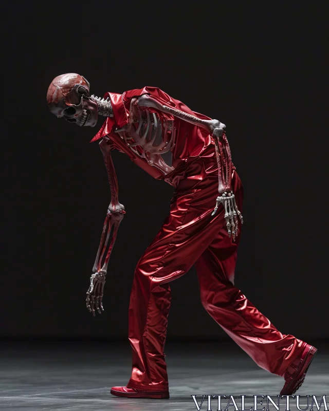 AI ART Skeleton in Stylish Red Attire