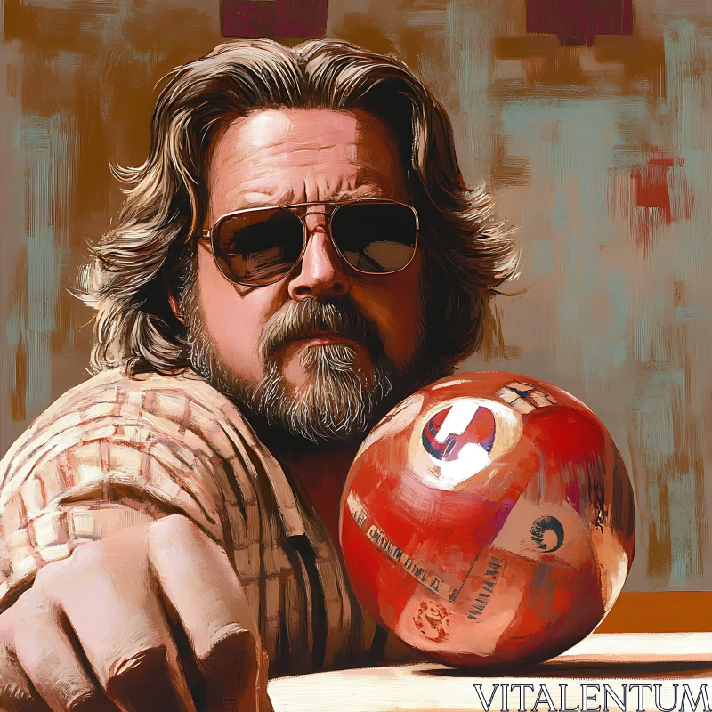 Portrait of a Bearded Man with Bowling Ball AI Image