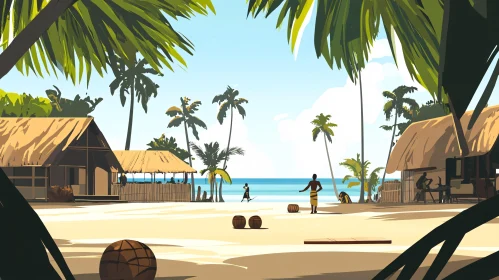 Idyllic Seaside Scenery with Palm Trees