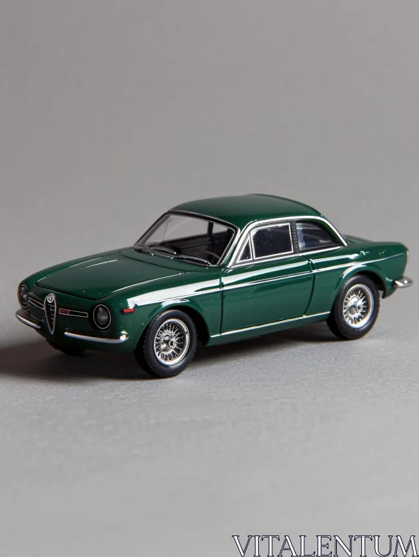 Classic Green Car Model on Display AI Image