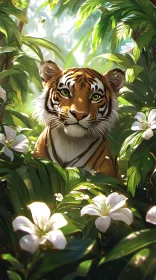 Tiger Hidden in Greenery