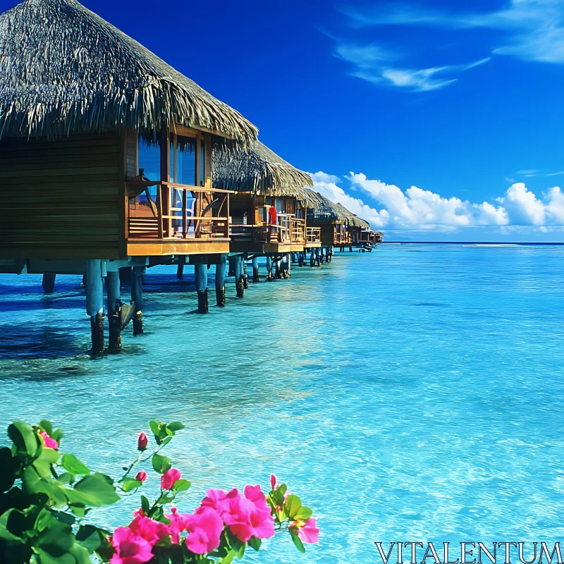 Tropical Overwater Bungalows AI Image