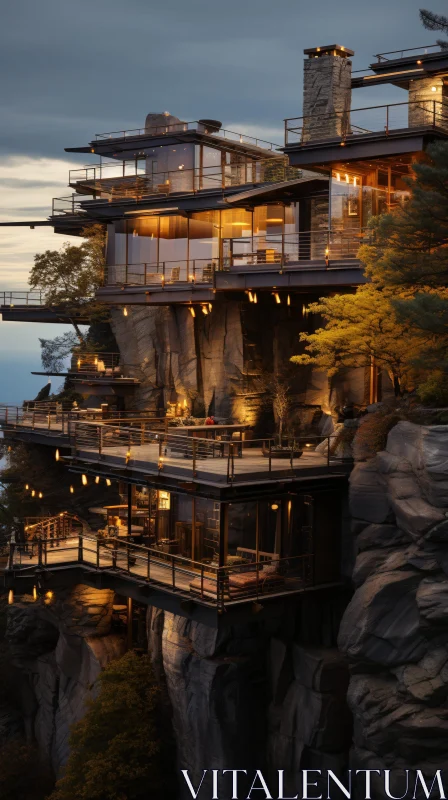 AI ART Cliffside Architectural Marvel