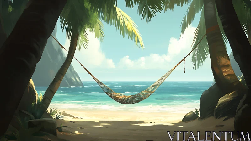 Peaceful Tropical Beach Scene AI Image