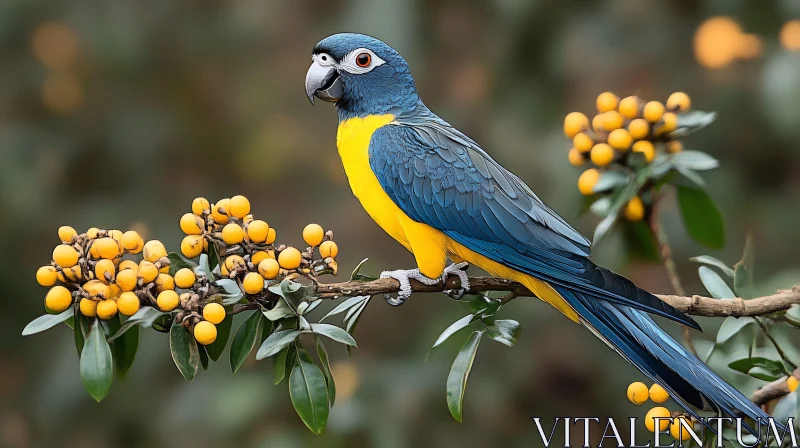 AI ART Colorful Parrot Perched Amidst Berries