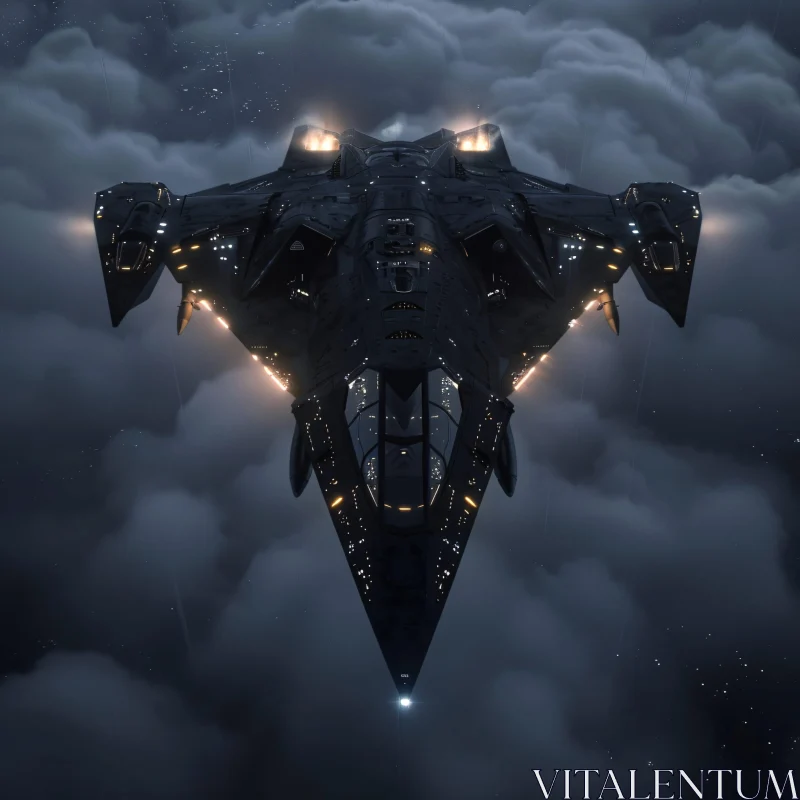 AI ART Sci-Fi Ship in Mysterious Skies