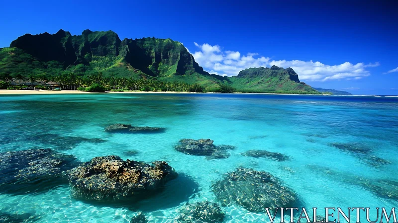 Picturesque Island Landscape with Clear Waters AI Image