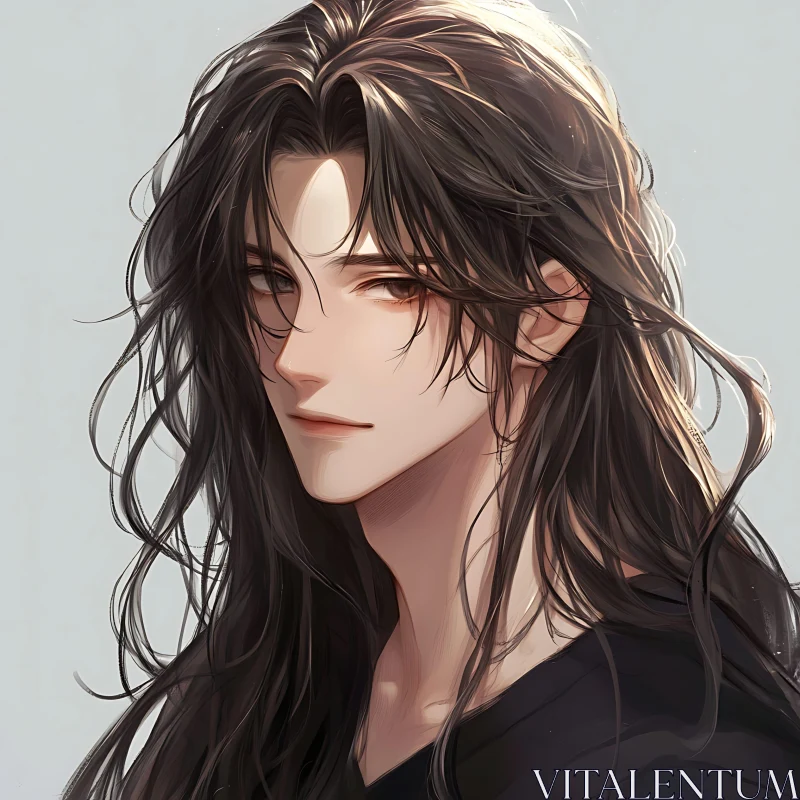 Beautiful Anime Character with Long Hair AI Image