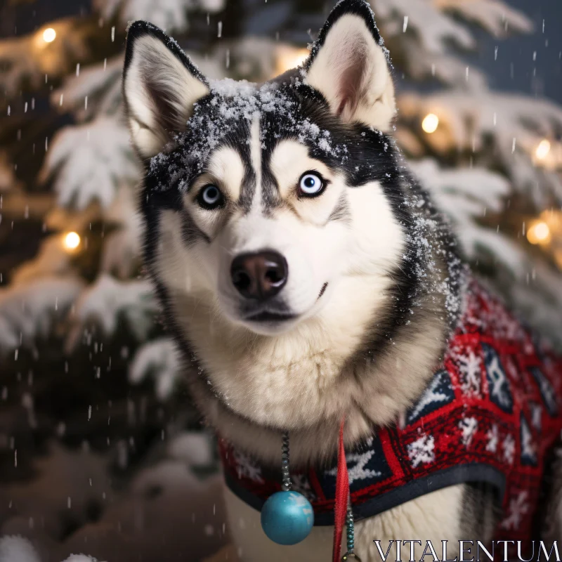 AI ART Wintry Husky Charm