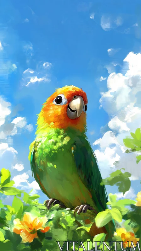 AI ART Vivid Parrot in Natural Setting