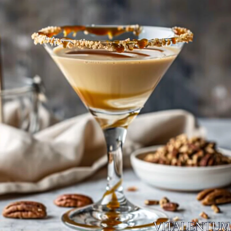 Gourmet Pecan-Caramel Cocktail AI Image