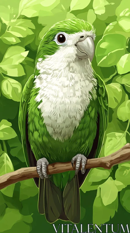 AI ART Vivid Parrot Amidst Green Leaves