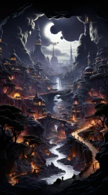 Mystical Nocturnal Fantasy City