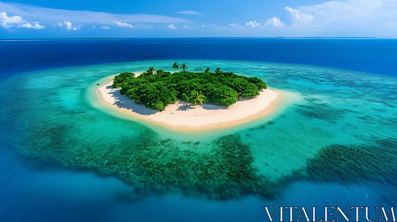 Aerial View of a Lush Tropical Island with Sandy Beaches AI Image