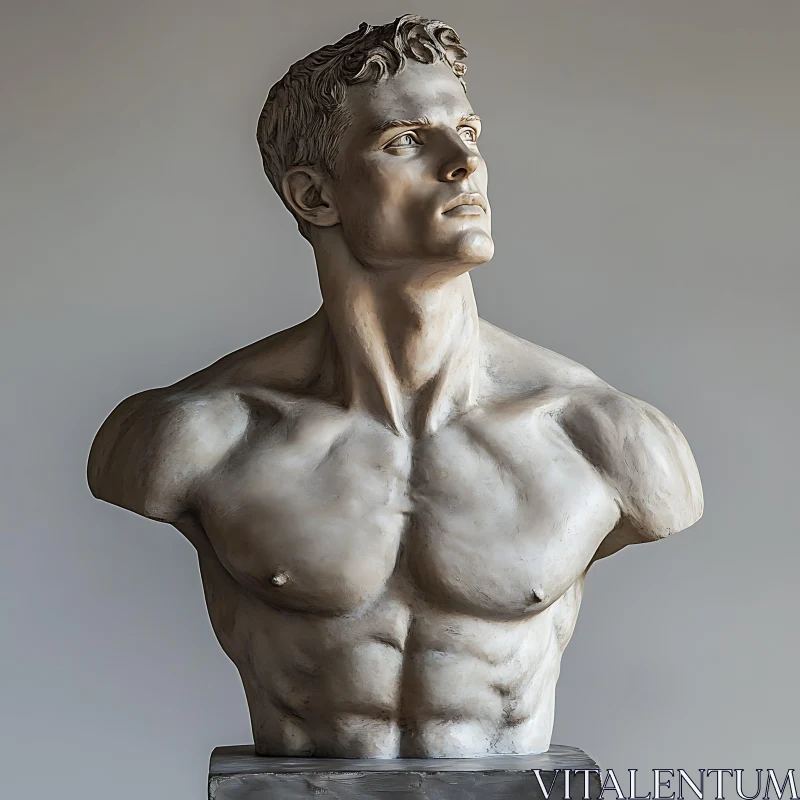 Lifelike Sculpture of a Muscular Male Bust AI Image