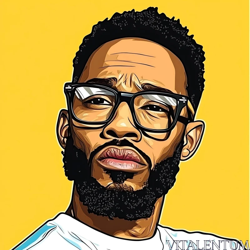 Stylized Portrait of a Man with Glasses AI Image