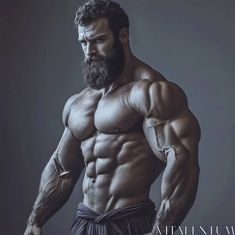 Powerful Male Bodybuilder Portrait AI Image