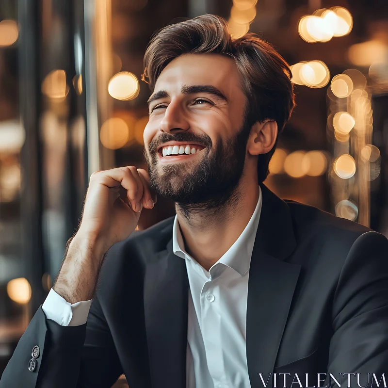 Man with Beard in Elegant Suit AI Image