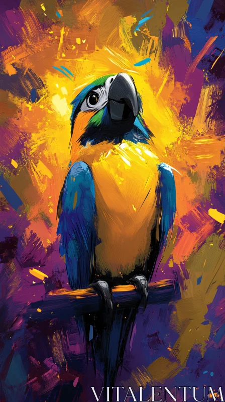 AI ART Vibrant Parrot with Bold Background