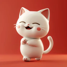 Cheerful Cartoon Kitty Illustration