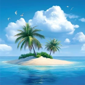 Tropical Paradise Island with Blue Waters