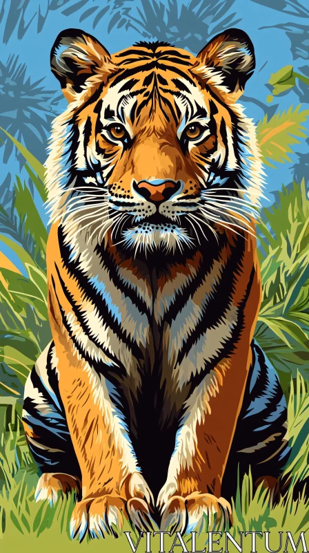 Tiger Artwork in Jungle Setting AI Image