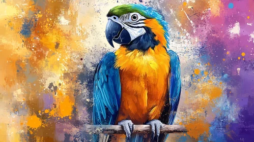 Colorful Parrot Art on Branch