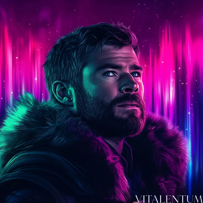 Neon Aurora Portrait AI Image